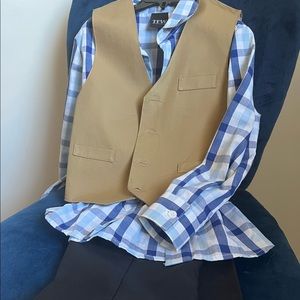 TFW set long button up with button up vest and trousers
